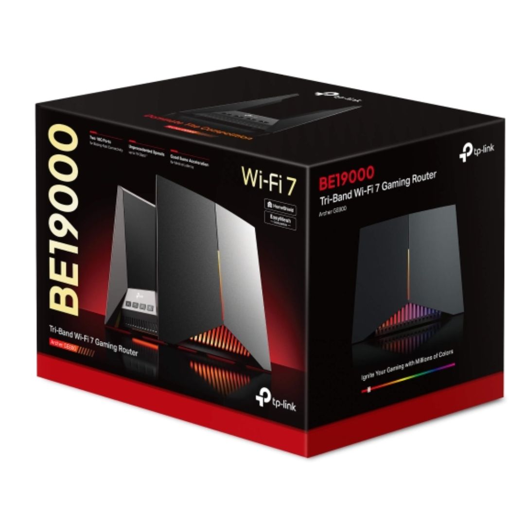 TP-Link Archer GE800 BE19000 Tri-Band Wi-Fi 7 Gaming Router with 19 Gbps Speeds, Dual 10 Gbps Ports & 8 Internal Antennas