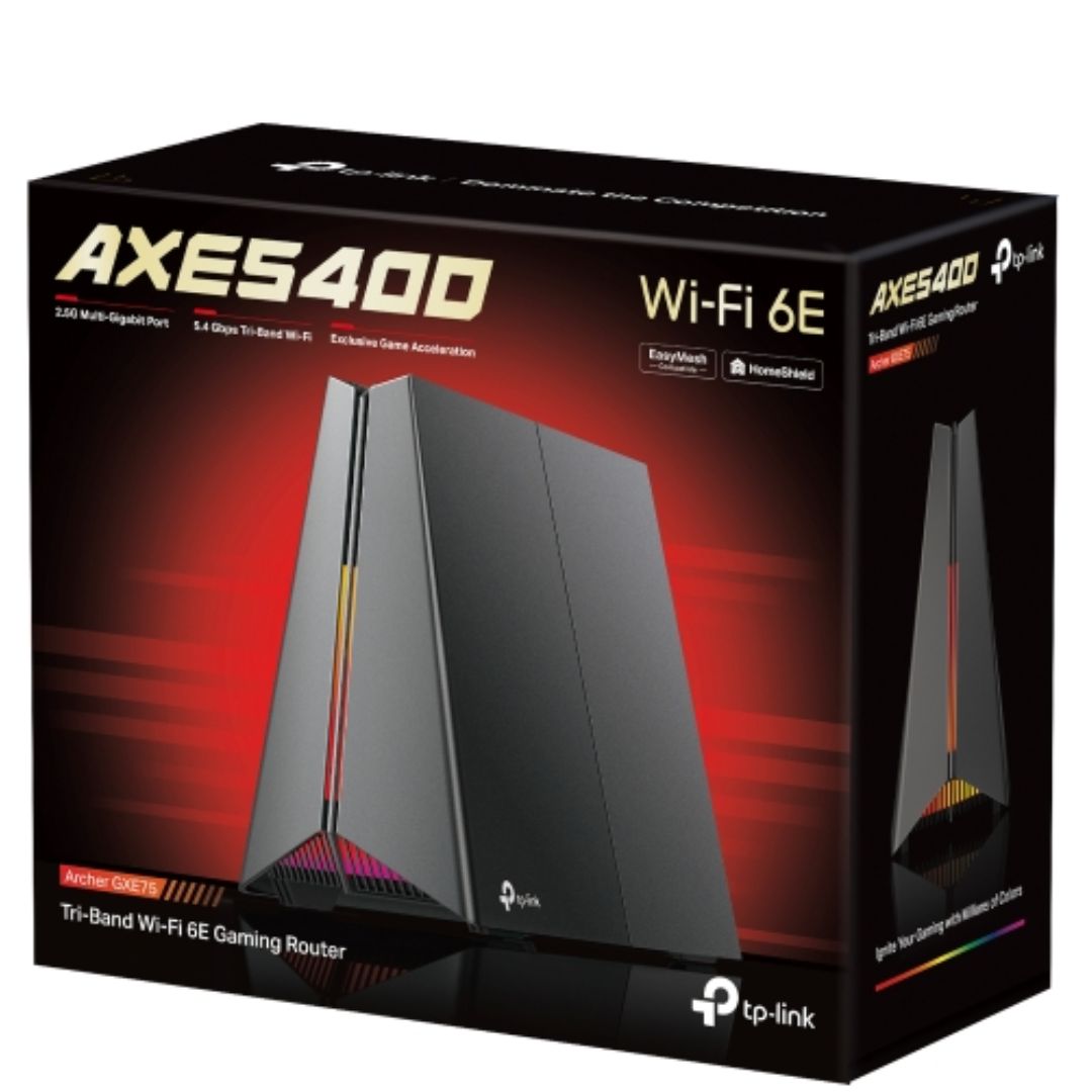 TP-Link Archer GXE75 AXE5400 Tri-Band Wi-Fi 6E Gaming Router with 2.5 Gbps Multi-Gigabit Port & Customizable RGB Lighting