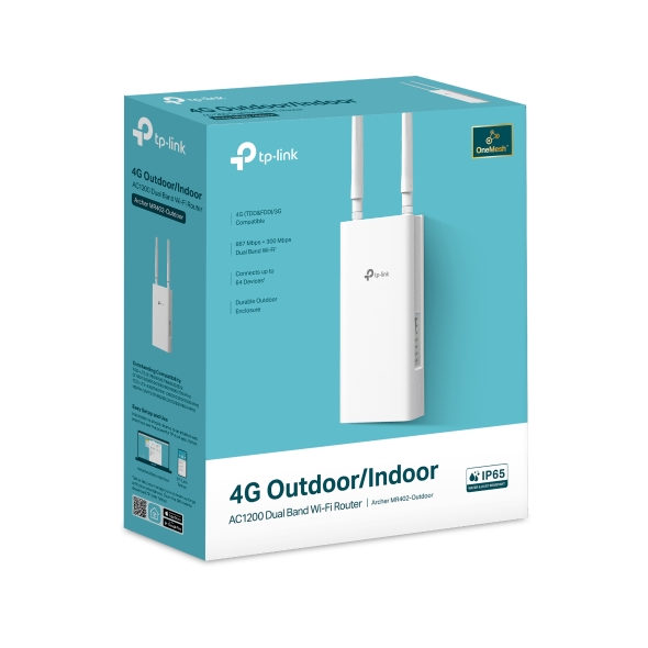 TP-Link Archer MR402-Outdoor 4G LTE AC1200 Dual Band IP65 Weatherproof Outdoor Wi-Fi Router with PoE