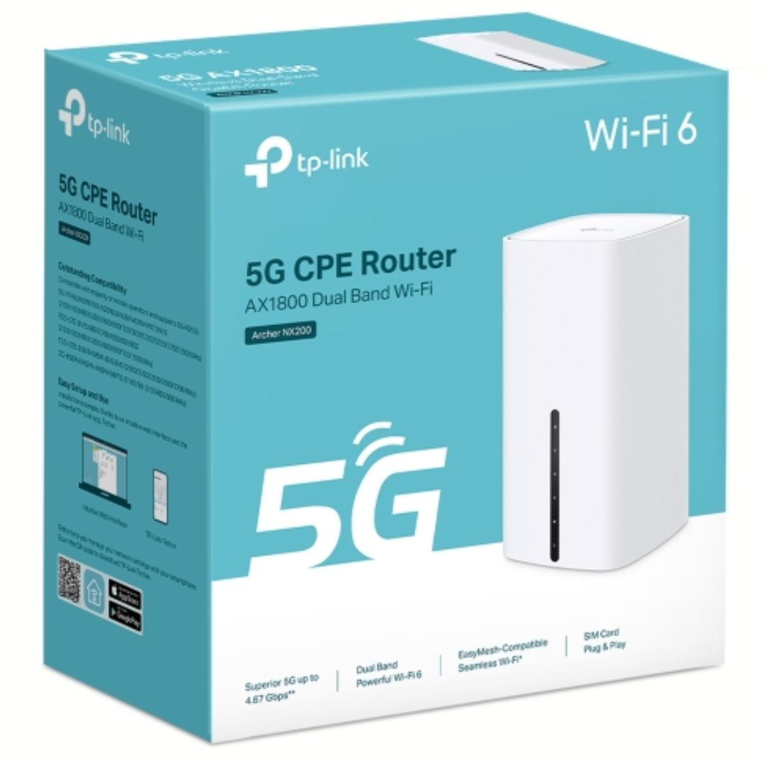 TP-Link Archer NX200 5G AX1800 Dual-Band Gigabit Router with 4.67 Gbps 5G NR | Wi-Fi 6, EasyMesh, Nano SIM Plug & Play