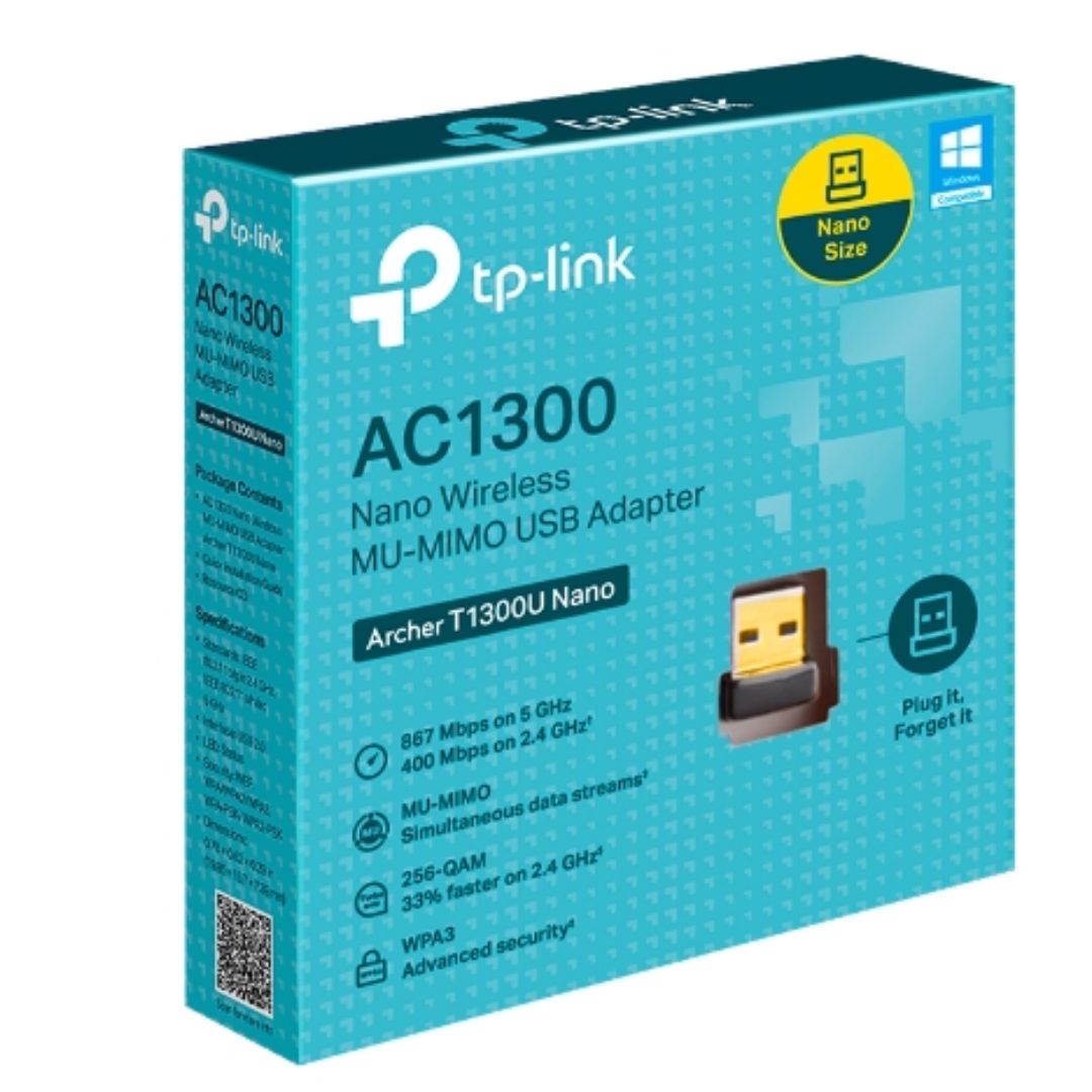 TP-Link Archer T1300U Nano AC1300 Dual-Band Wireless MU-MIMO USB Adapter with 1300 Mbps Speed & LTE Support