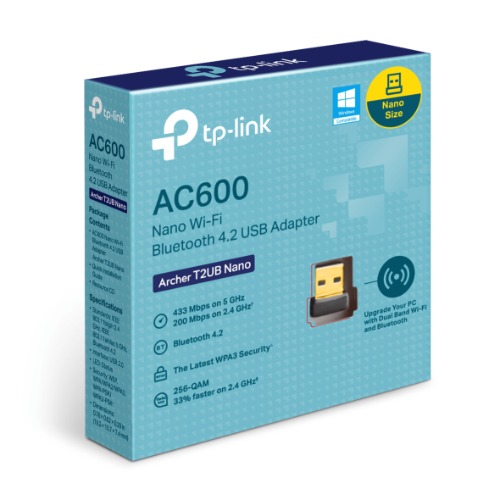 TP-Link Archer T2UB Nano AC600 Dual-Band Wi-Fi Bluetooth 4.2 USB Adapter for Windows PCs