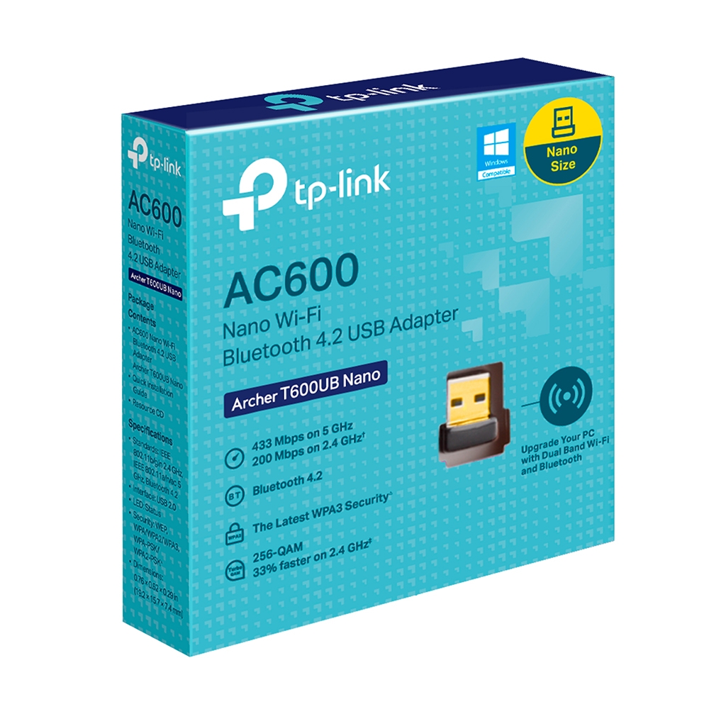 TP-Link Archer T600UB Nano AC600 Dual-Band Wi-Fi Bluetooth USB Adapter - Up to 600Mbps