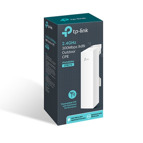 TP-Link CPE210 2.4GHz 300Mbps Outdoor Wireless Access Point with 9dBi MIMO Antenna and 27dBm Power, IPX5 Weatherproof, Passive PoE Support