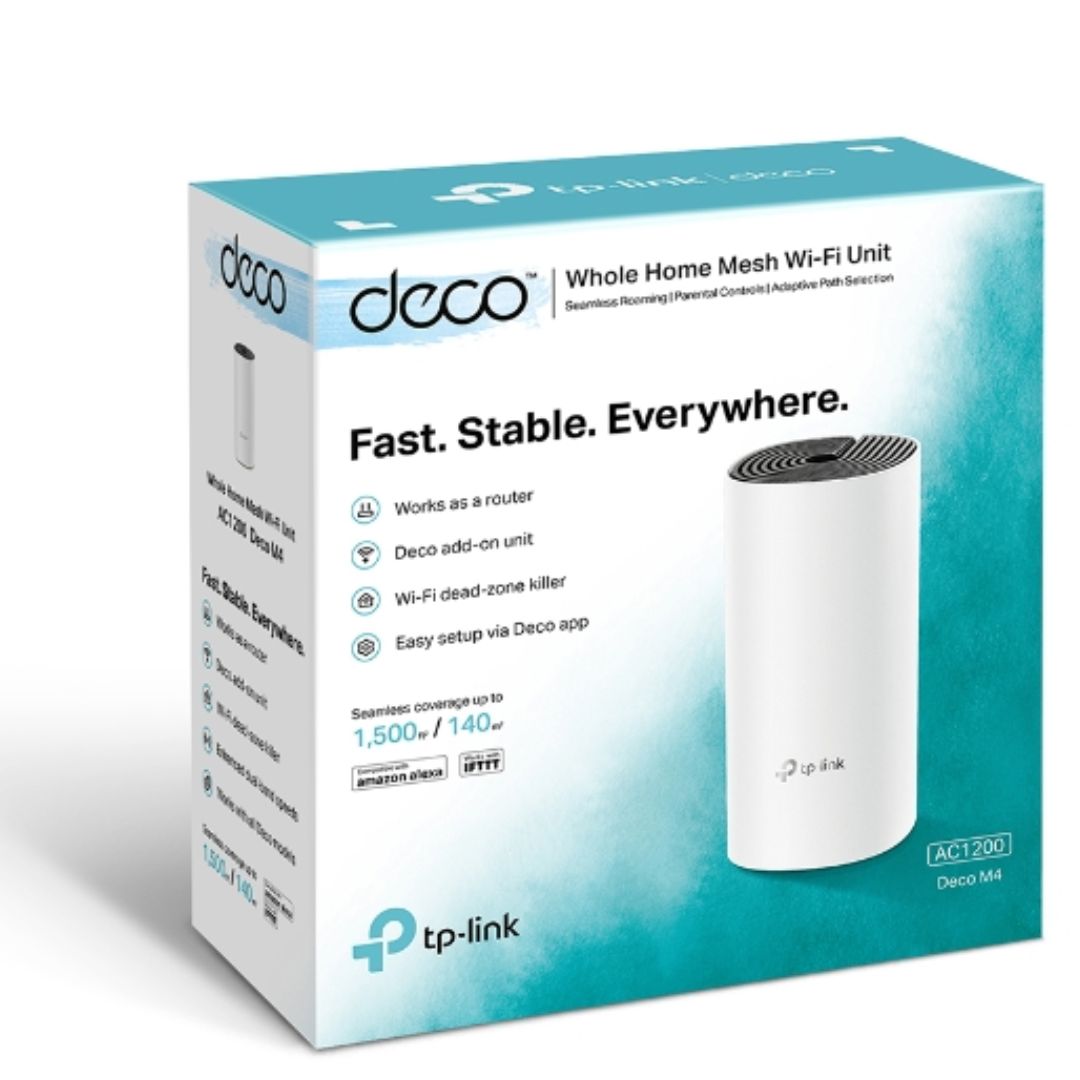 TP-Link Deco M4 AC1200 Dual-Band Whole Home Mesh Wi-Fi System (1-Pack) | Seamless Mesh Network, Covers 180 sqm, Supports 100 Devices