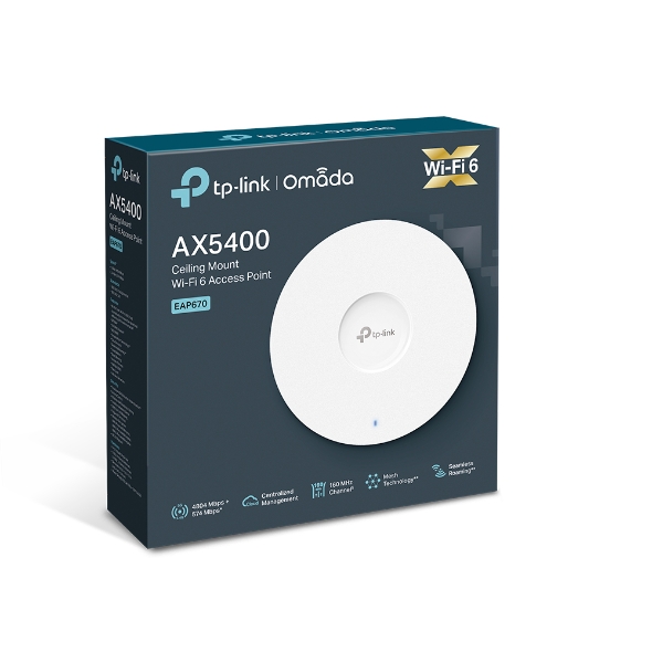 TP-Link EAP670 AX5400 Ceiling Mount WiFi 6 Access Point with 2.5 Gbps Ethernet, Omada Cloud Management & Seamless Roaming
