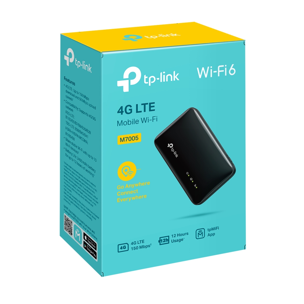 TP-Link M7005 4G LTE Mobile Wi-Fi Router with Wi-Fi 6, 150 Mbps LTE Download, 2400mAh Battery, Supports 10 Devices