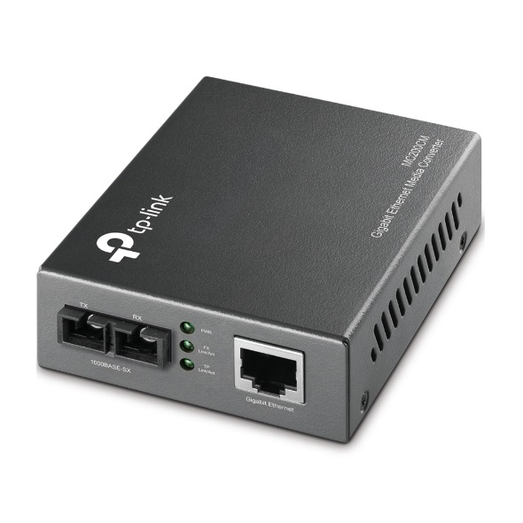 TP-Link MC200CM Gigabit Multi-Mode SC Fiber to RJ45 Media Converter, 1000Mbps Full-Duplex, Up to 550m Distance, External Power Adapter Included