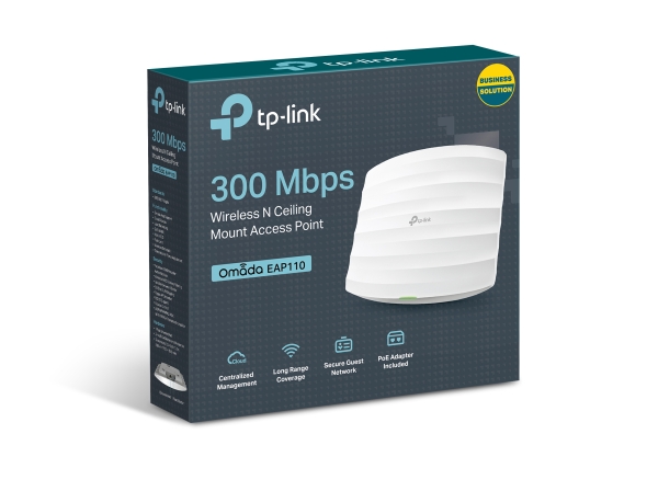 TP-Link Omada EAP110 300Mbps Wireless N300 Ceiling Mount Access Point with Passive PoE & Captive Portal