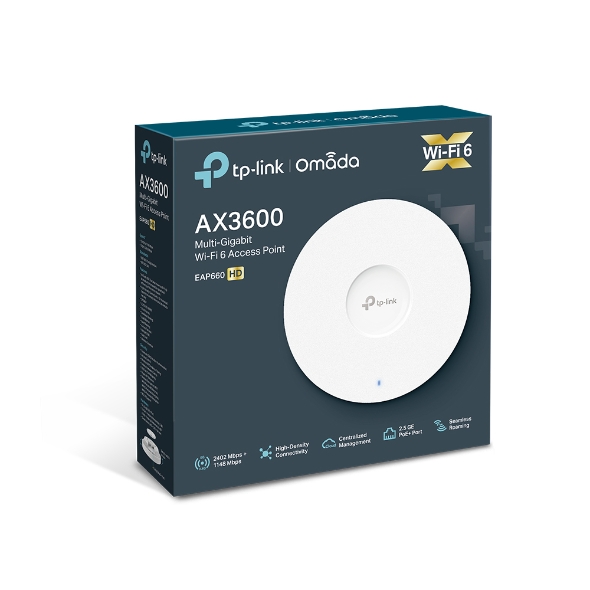 TP-Link Omada EAP660 HD AX3600 Wireless Dual Band Multi-Gigabit Ceiling Mount Access Point with 2.5Gbps Port & PoE+ Support