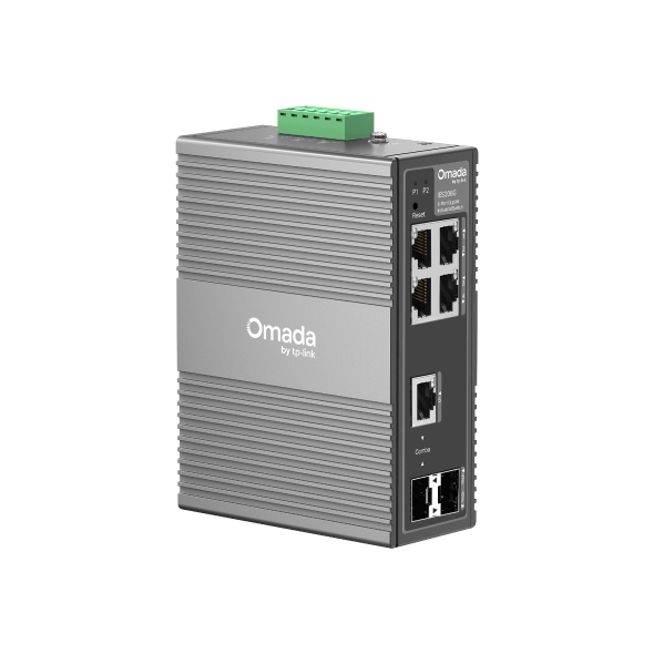 TP-Link Omada IES206G 6-Port Gigabit Industrial Easy Managed Switch with 1 Combo RJ45/SFP, 1 SFP | IP40 Aluminum Case, -40°C to 75°C, 1+1 Redundant Power
