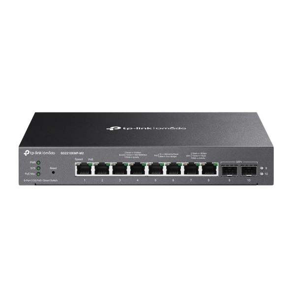 TP-Link Omada SG2210XMP-M2 8-Port 2.5GBASE-T PoE+ Smart Switch with 2x 10G SFP+ Uplink & Static Routing