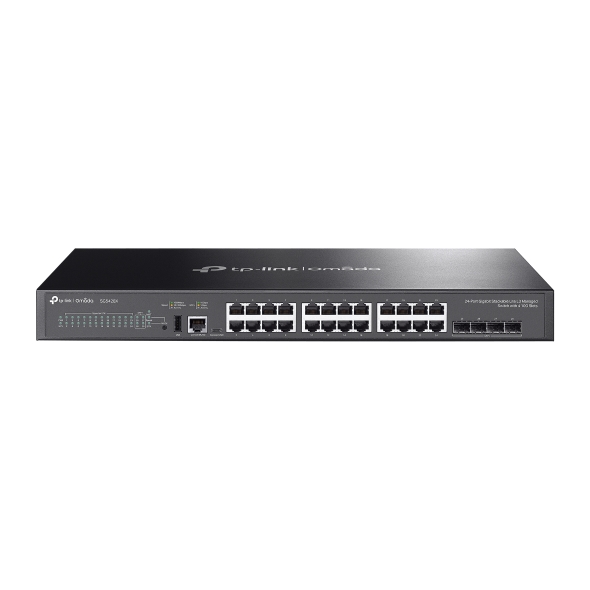 TP-Link Omada SG5428X 24-Port Gigabit Stackable L3 Managed Switch with 4× 10G SFP+ Slots, 128 Gbps Capacity, Fanless Design