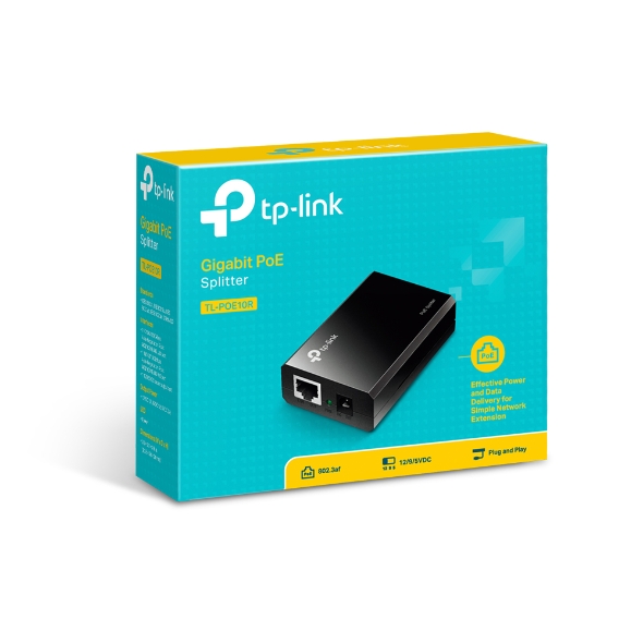 TP-Link POE10R Omada PoE Splitter with 2x Gigabit RJ45 Ports, IEEE 802.3af Compliant, 12V/9V/5V DC Output, Power Over Ethernet up to 100m, Plug & Play
