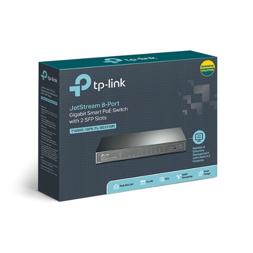 TP-Link SG2210P 8-Port Gigabit Smart PoE Switch with 2 SFP Slots, 53W PoE Budget, Fanless, L2/L3/L4 QoS, IGMP Snooping, WEB/CLI Managed, Omada SDN