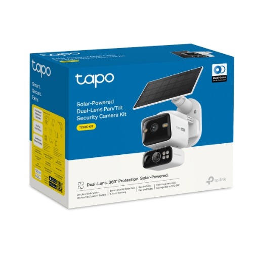 TP-Link TC93D KIT Solar-Powered Dual-Lens Pan/Tilt 2K Security Camera Kit with AI Detection, Night Vision & Dual-Band Wi-Fi
