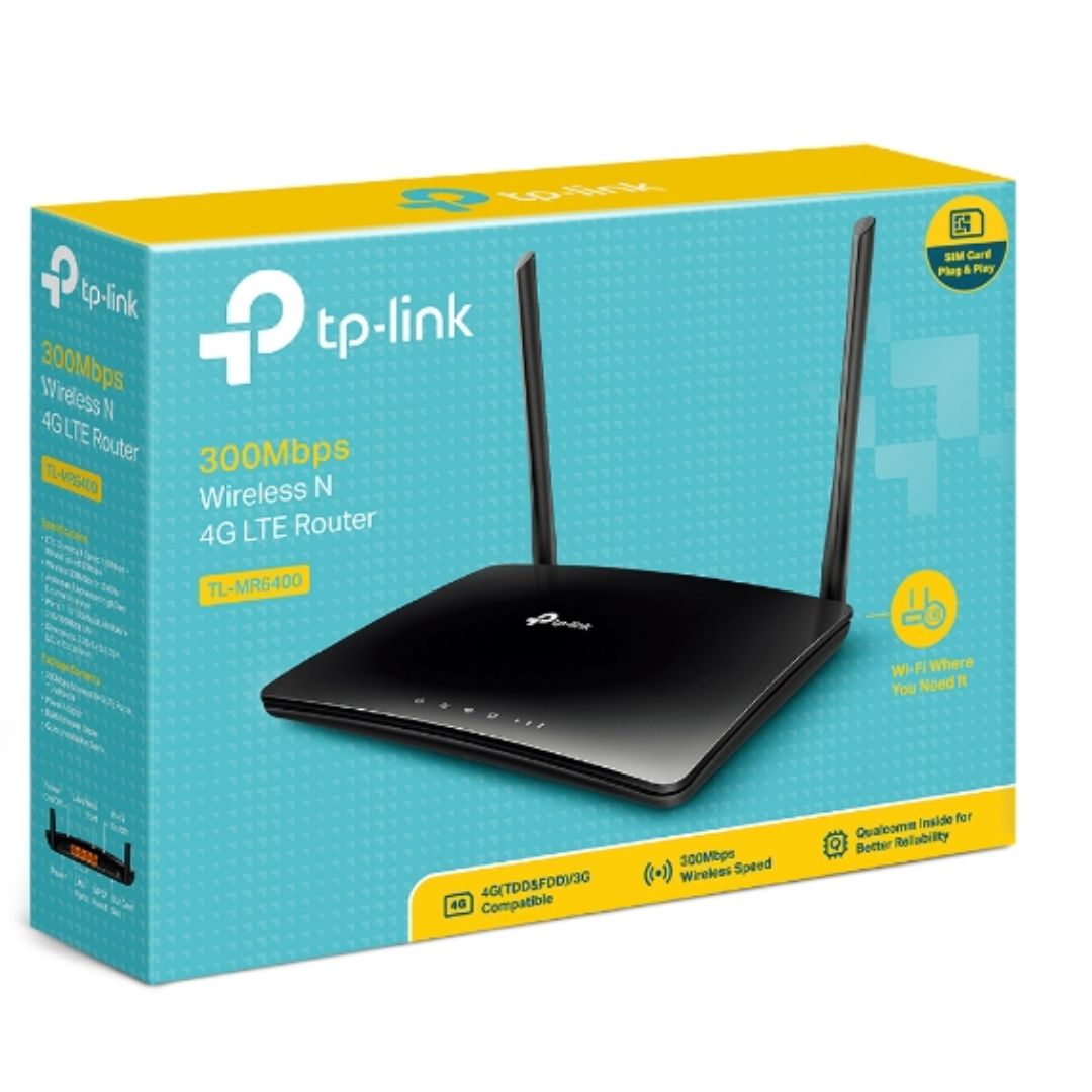 TP-Link TL-MR6400 N300 Wireless N 4G LTE Router with SIM Slot, 300Mbps WiFi, Band 5 & 28 Support, 3x100Mbps LAN, WAN Failover