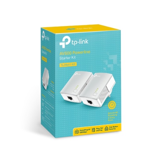 TP-Link TL-PA411KIT AV600 Nano Powerline Adapter Starter Kit with 1x100Mbps LAN and 300m Range