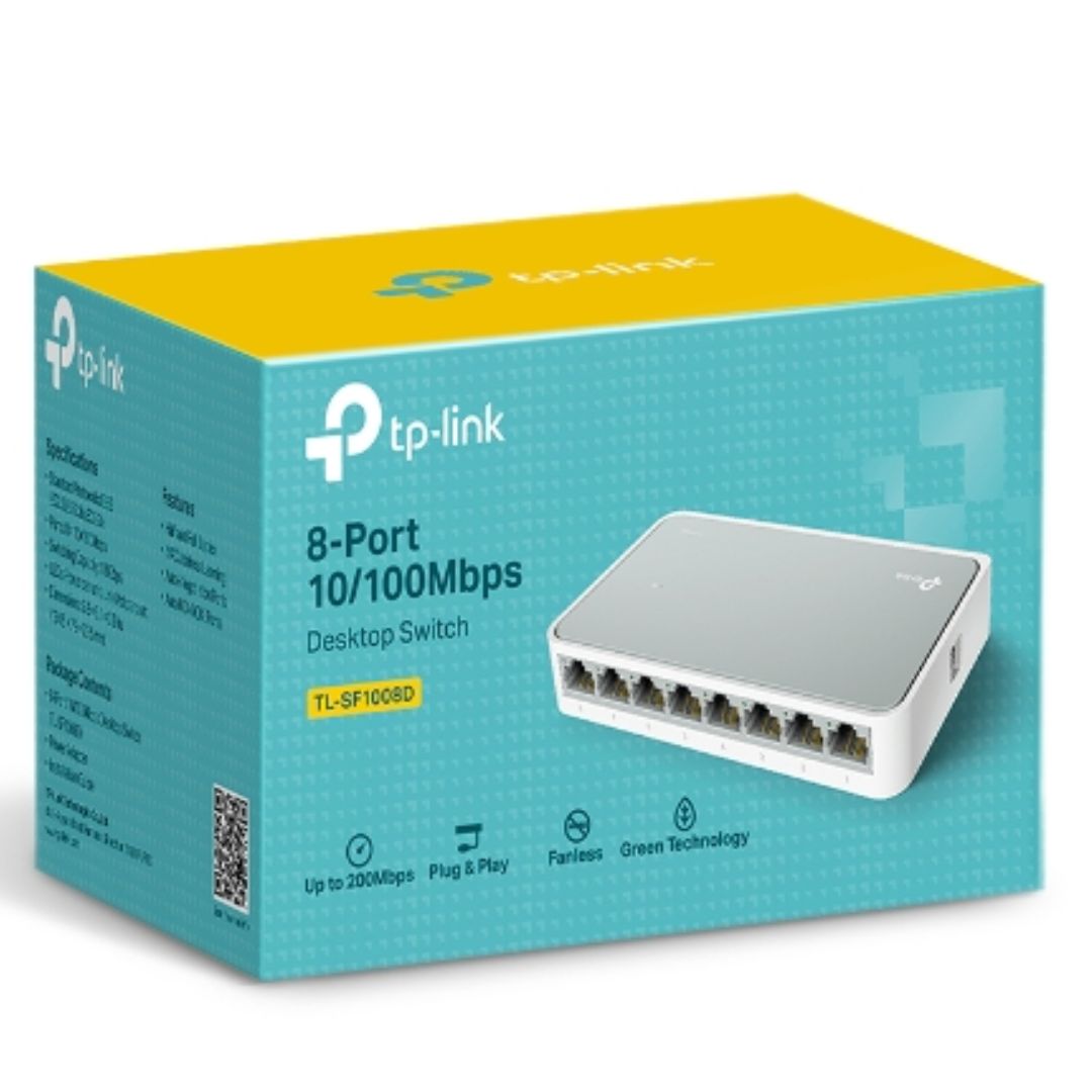 TP-Link TL-SF1008D 8-Port 10/100Mbps Unmanaged Desktop Ethernet Switch with Auto MDI/MDIX and Energy-Efficient Green Technology