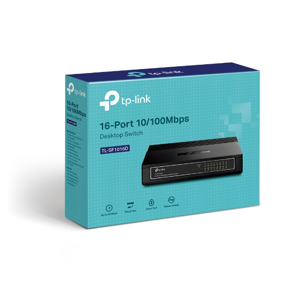 TP-Link TL-SF1016D 16-Port 10/100Mbps Unmanaged Fast Ethernet Desktop Switch with Green Ethernet Technology and Auto MDI/MDIX