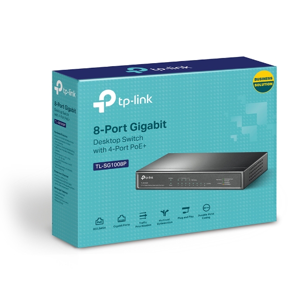 TP-Link TL-SG1008P 8-Port Gigabit Desktop Unmanaged Switch with 4-Port PoE, 64W Total PoE Power Budget, IEEE 802.3af/at Compliant