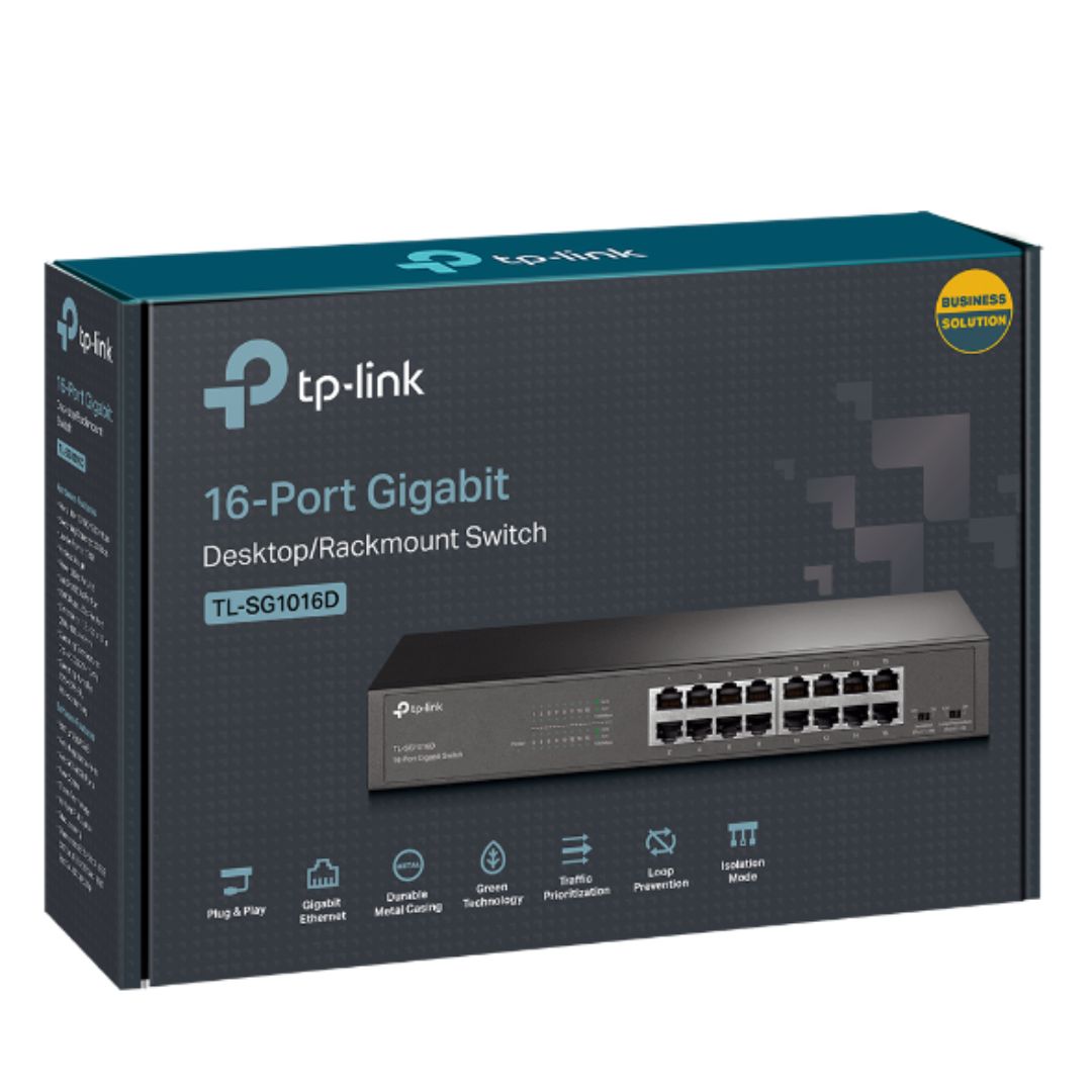 TP-Link TL-SG1016DE 16-Port Gigabit Easy Smart Switch with Network Monitoring, QoS, VLAN & Energy-Efficient Fanless Design