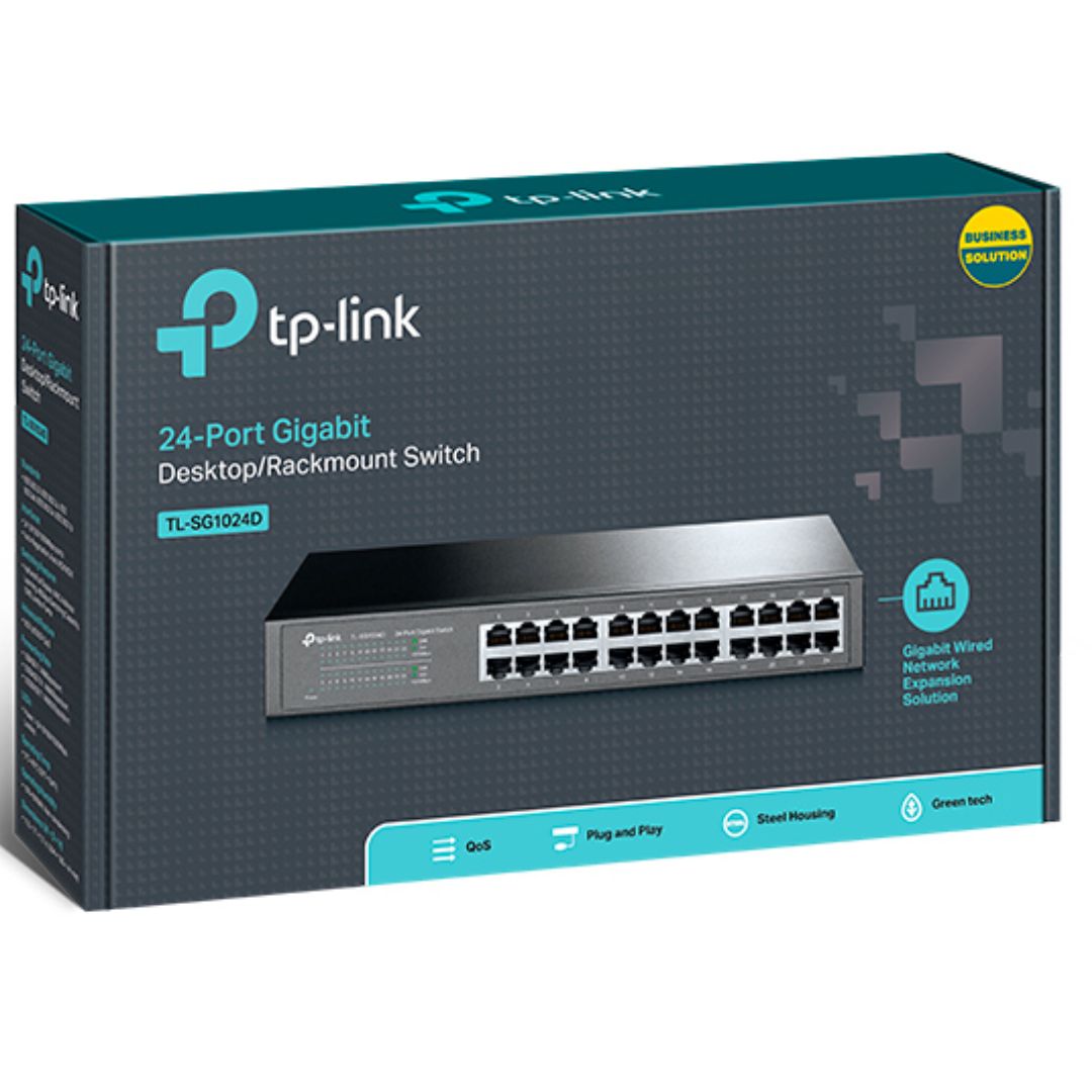 TP-Link TL-SG1024D 24-Port Gigabit Unmanaged Desktop & Rackmount Switch with 48Gbps Energy-Efficient Switching Capacity