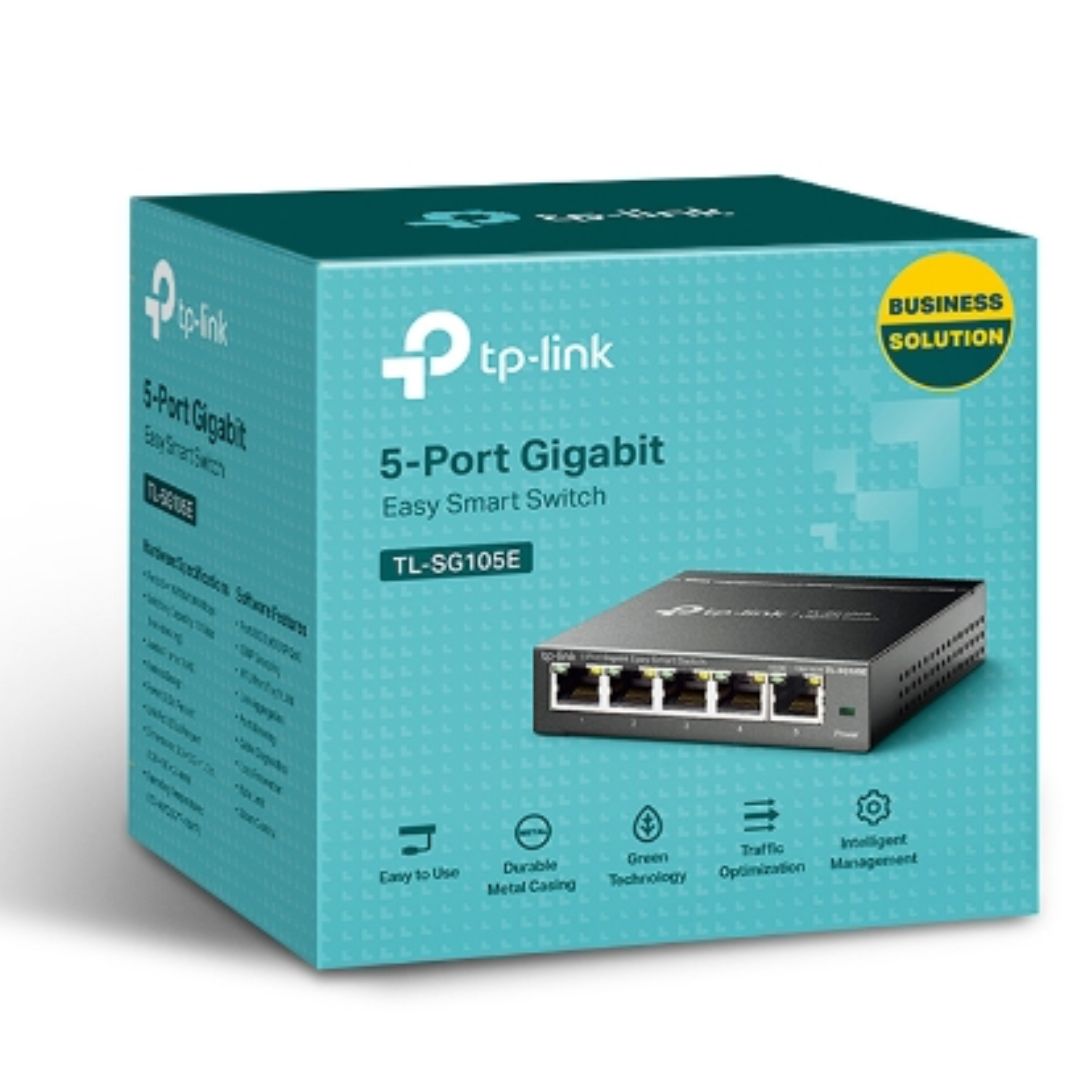 TP-Link TL-SG105E 5-Port Gigabit Easy Smart Switch with VLAN, QoS, IGMP Snooping & Energy-Efficient Metal Design