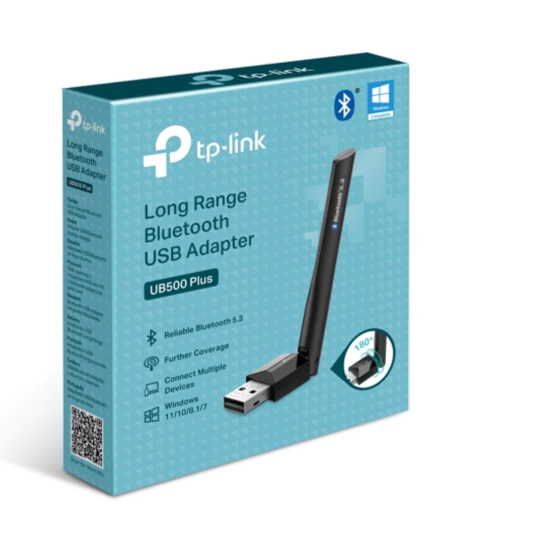 TP-Link UB500 Plus Long Range Bluetooth USB Adapter with Bluetooth 5.3 & Adjustable External Antenna, USB 2.0 Compatible with Windows 11/10/8.1/7