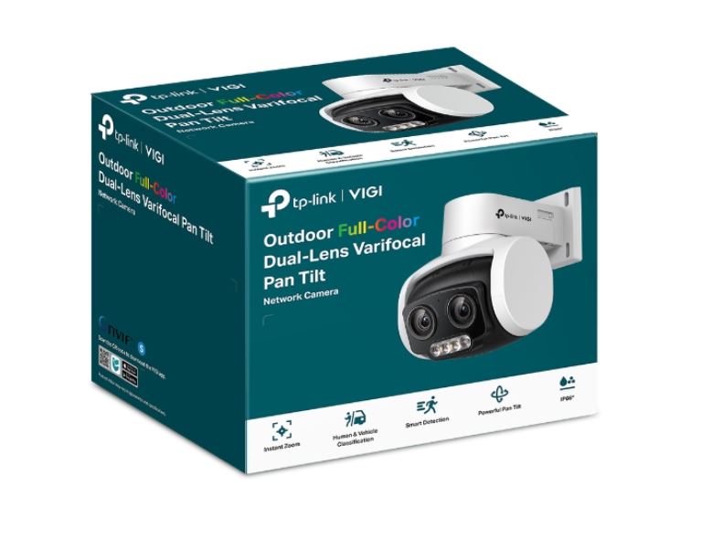 TP-Link VIGI 4MP C540V Outdoor Full-Color Dual-Lens Varifocal Pan Tilt Network Camera with Two-Way Audio & Smart Detection, IP66 Weatherproof, PoE Support