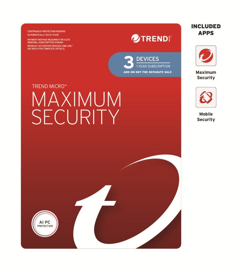 Trend Micro Maximum Security 1 Year Add-on License for 3 Devices – Advanced Multi-Platform Antivirus & Privacy Protection