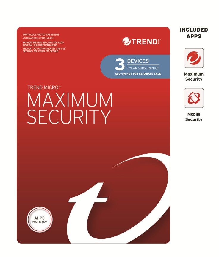 Trend Micro Maximum Security Plus (3 Devices) 1 Year Add-on Auto Renew OEM with Secure VPN & Cleaner Pro