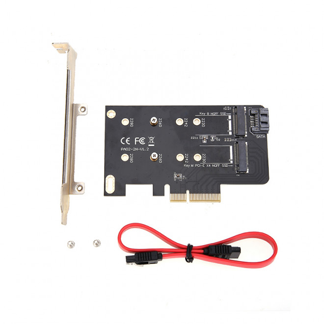 Simplecom EC412 Dual M.2 Expansion Card – PCI-E x4 NVMe & SATA 6Gbps B-Key Support for SSDs 2230-2280