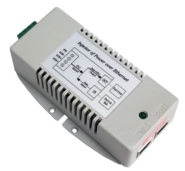 Tycon Power TP-DCDC-2448GD-HP 18-36V DC to 56V 35W Gigabit IEEE 802.3af/at PoE Injector with Dual Power Inputs & Surge Protection