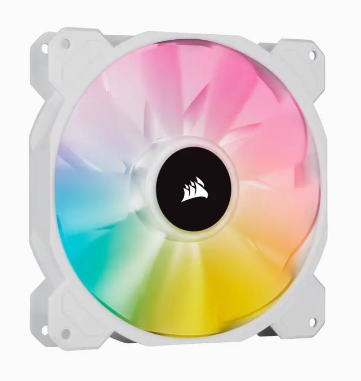 Corsair White SP140 RGB ELITE 140mm PWM Fan with AirGuide and Addressable RGB LEDs - Single Pack
