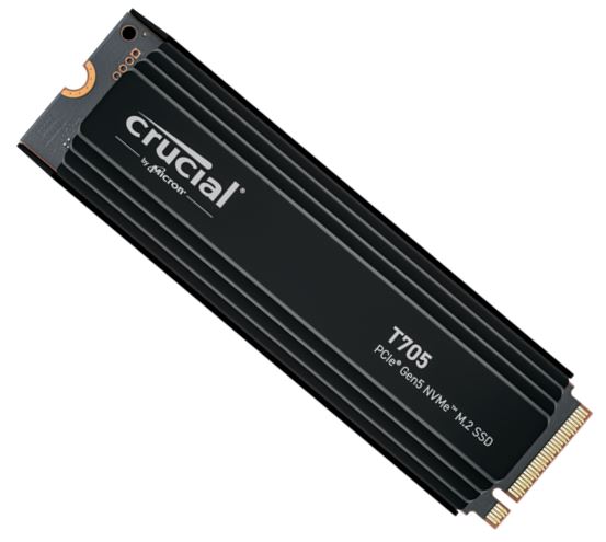 Crucial T705 1TB PCIe Gen5 NVMe M.2 SSD with Heatsink – 13600/10200 MB/s R/W, 600TBW Endurance, DirectStorage Ready for Intel 14th Gen & AMD Ryzen 7000
