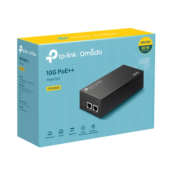 TP-Link Omada POE380S 90W 10G PoE++ Injector with Dual Multi-Gig RJ45 Ports, IEEE 802.3bt/at/af Compliant