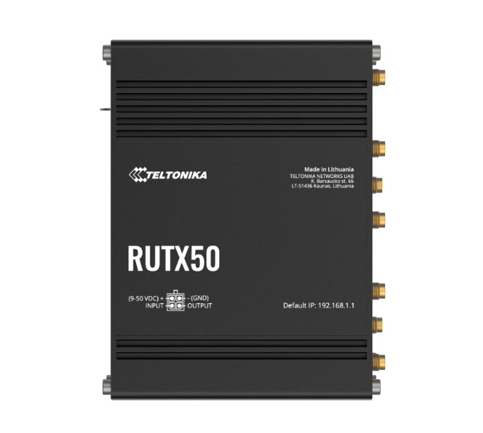 Teltonika RUTX50 Industrial 5G Router – Dual-SIM 5G Cellular, 5 Gigabit Ethernet Ports, Dual-Band Wi-Fi with PSU Included