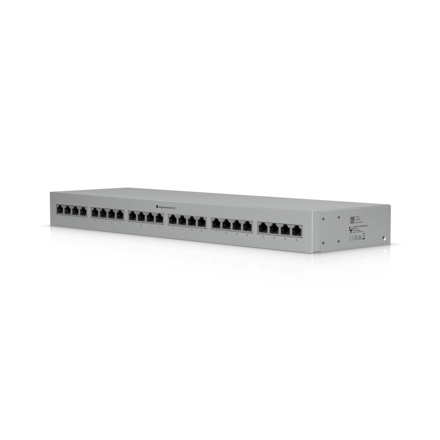 Ubiquiti 24-Port Ethernet Surge Protection Panel, 1U Rack-Mount, Supports Up to 10 GbE & PoE++, 20kA Surge Discharge Per Port