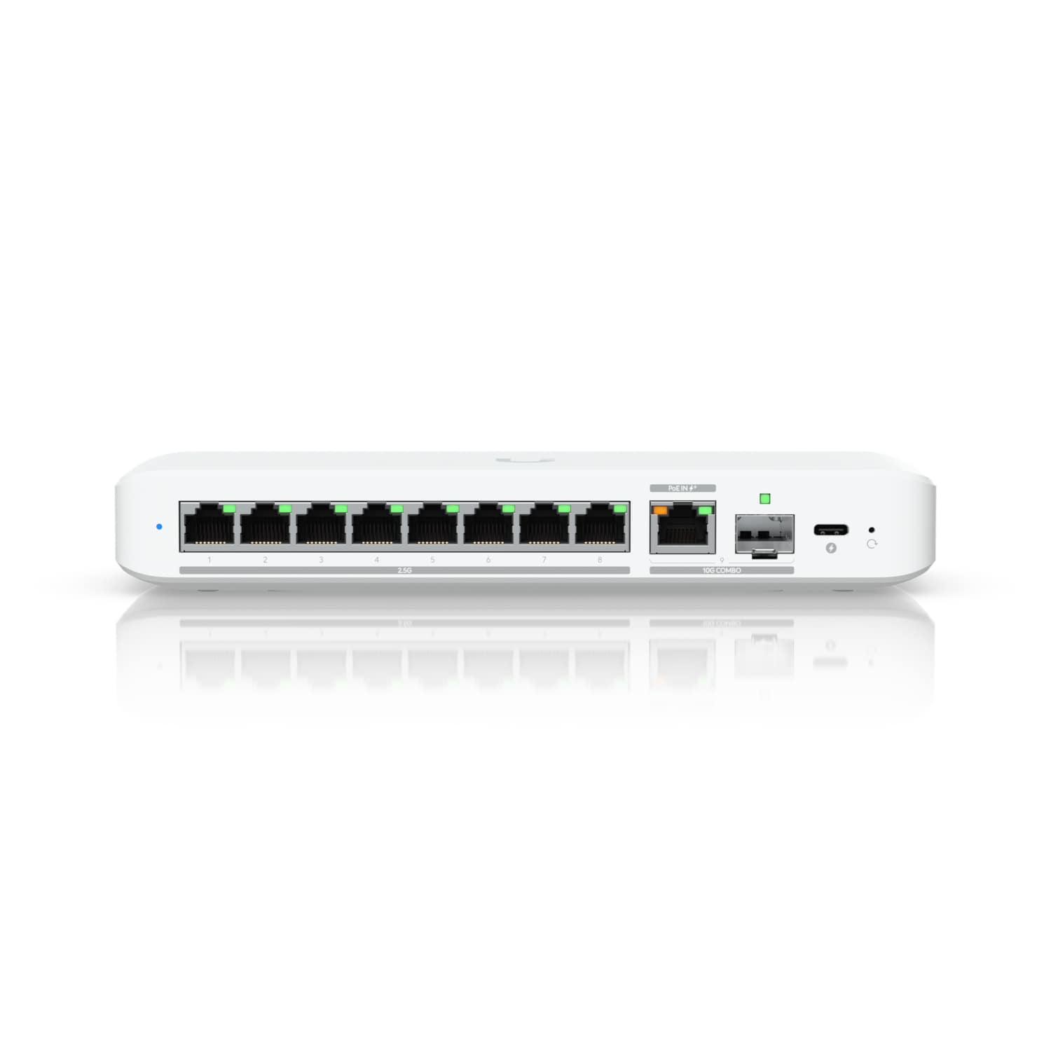 Ubiquiti Flex 2.5G 8-Port Multi-Gigabit Ethernet Switch with 10 GbE RJ45/SFP+ Uplink, USB-C and PoE+ Powered