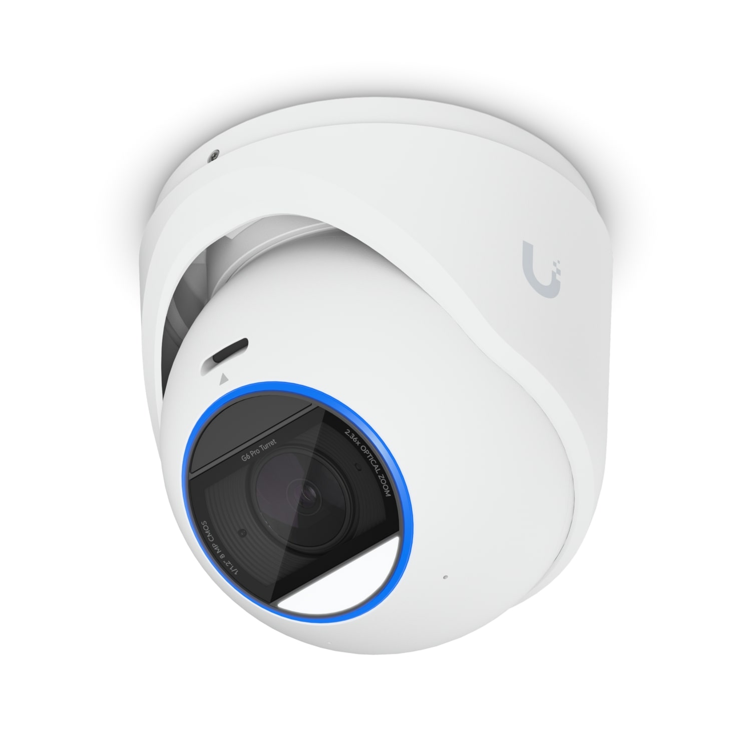 Ubiquiti G6 Pro Turret 4K PoE+ Security Camera, AI Engine, 2.36x Optical Zoom, 1/1.2" CMOS Sensor, IR Night Vision, Weatherproof White