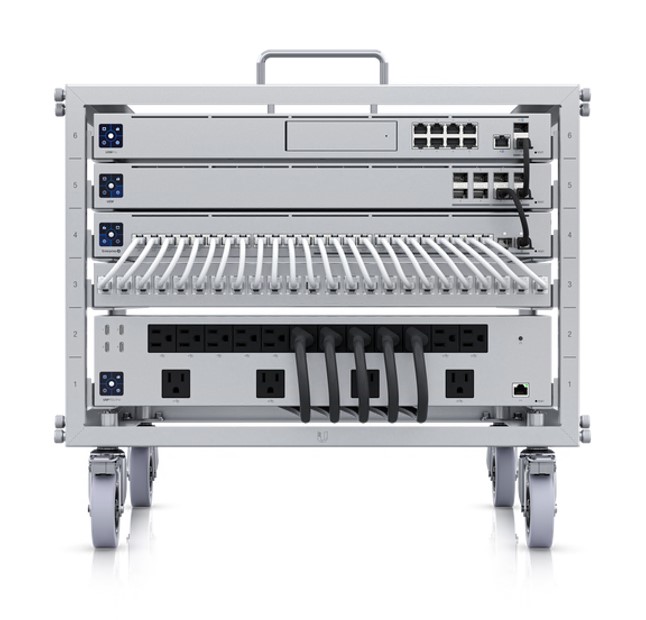 Ubiquiti Toolless Mini Rack 6U Open-Frame Device Rack with 24-Port Blank Keystone Patch Panel and Lockable Casters