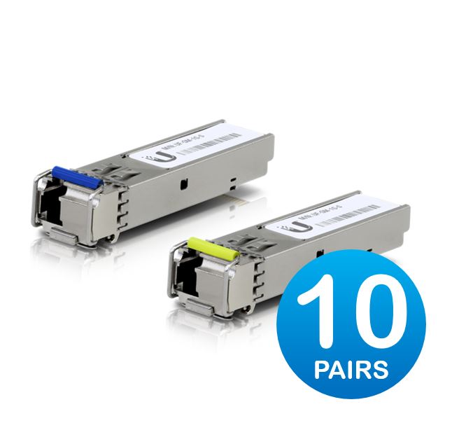 Ubiquiti UFiber 1 Gbps Bidirectional Single-Mode SFP Module 20-Pack - 3km Range, Simplex LC Connector, Fiber Cable Not Included