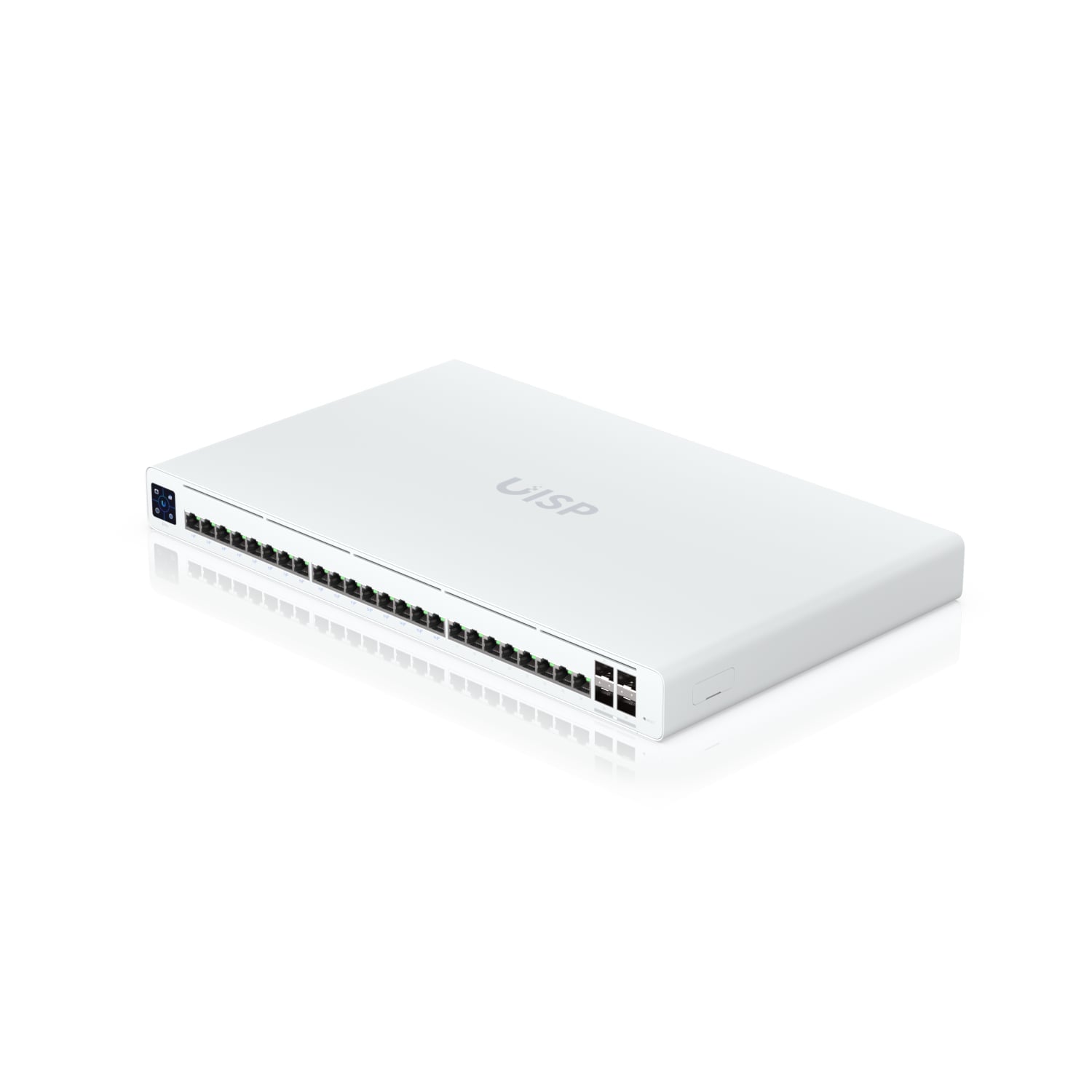 Ubiquiti UISP Switch Professional 24-Port GbE RJ45 with 16x 27V Passive PoE & 4x 10G SFP+ | 1.3" Color Touchscreen, 220W PoE Budget, 1U Rack-Mount