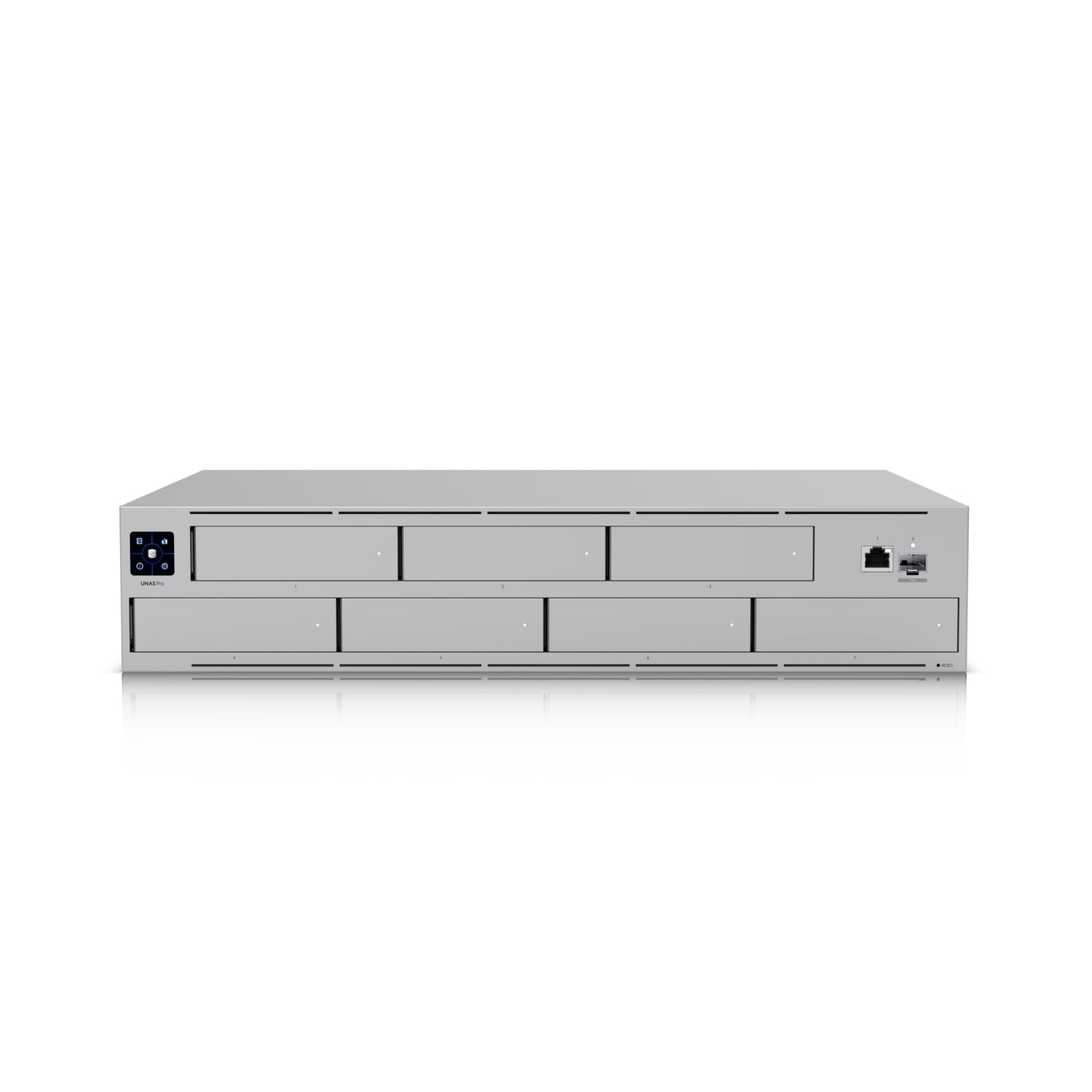 Ubiquiti UNAS Pro 2U Rack-mount NAS with 7 Drive Bays, 10G SFP+ Uplink & 8GB RAM for Large-Scale File Storage