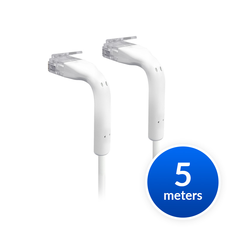 Ubiquiti UniFi 5m White Cat6 Ethernet Patch Cable - Ultra-Thin 3mm, RJ45, Bendable 90° Boot