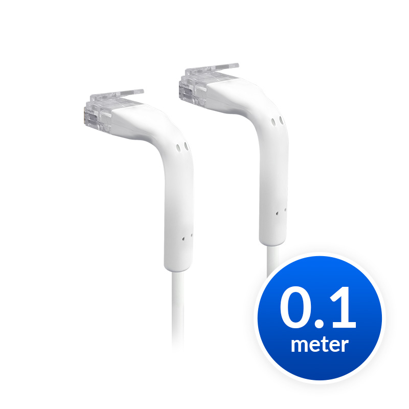 Ubiquiti UniFi Cat6 Ultra-Thin 0.1m RJ45 Ethernet Patch Cable with Bendable 90 Degree Boots, 3mm Diameter, White