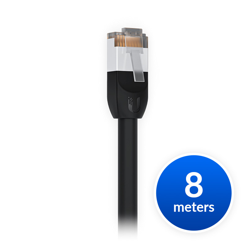 Ubiquiti UniFi Patch Cable Outdoor 8M Black – Shielded RJ45 Cat5e Weatherproof Ethernet Cable for Gigabit PoE Outdoor Networking
