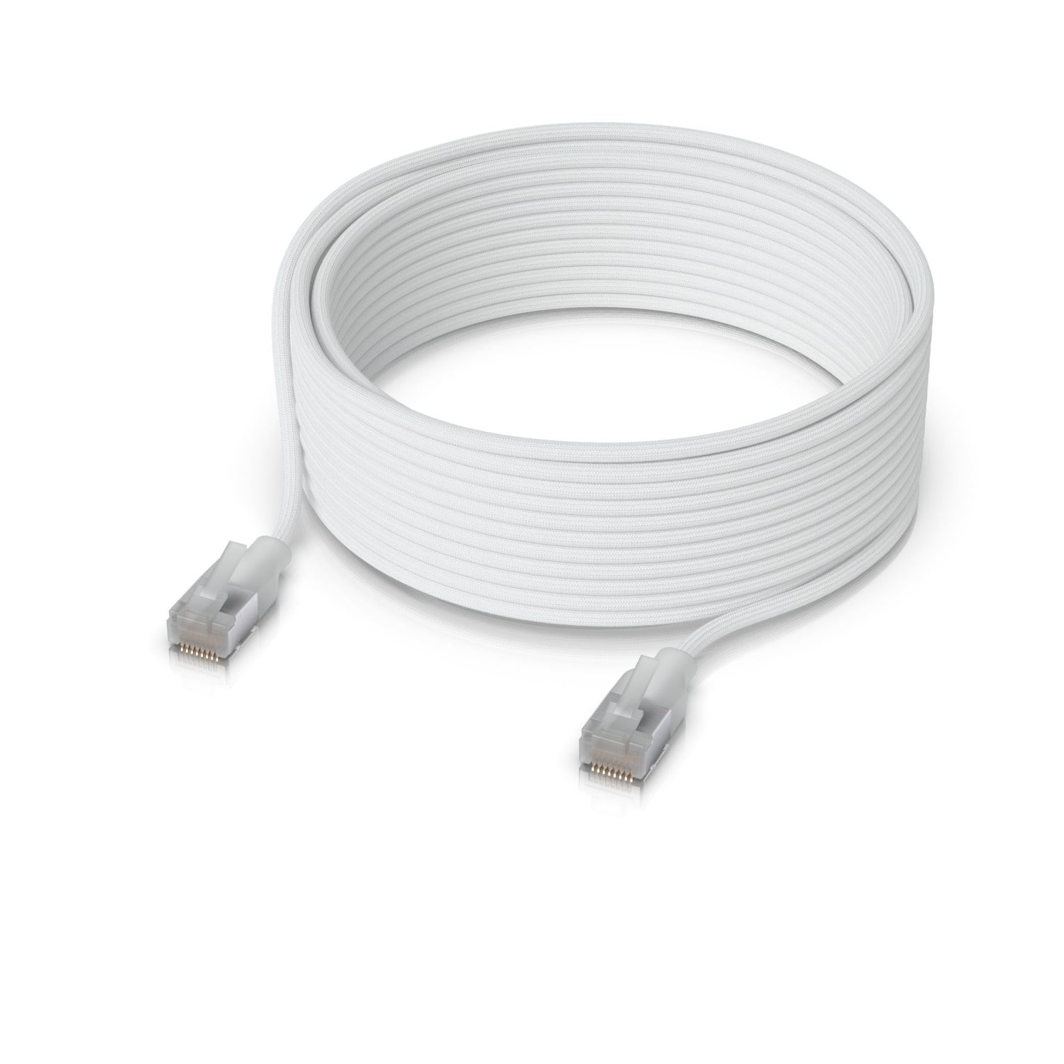 Ubiquiti UniFi Premium 15M Cat6A Ultra-Thin Braided Patch Cable with Translucent RJ45 for 10 GbE Networking, White