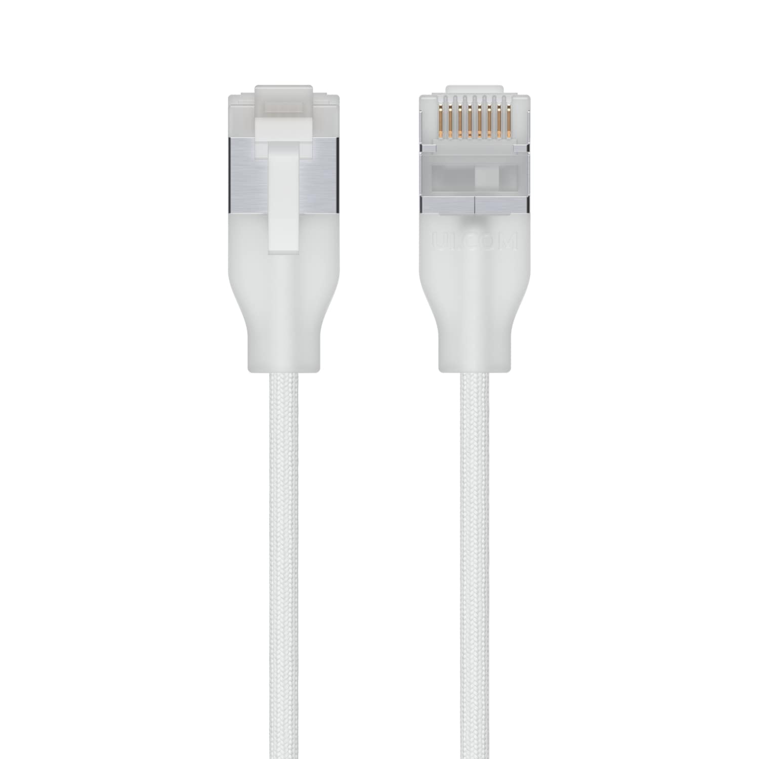 Ubiquiti UniFi Premium 1M Cat6A Ultra-Thin Braided Patch Cable - 10 GbE Optimized, White, Translucent RJ45 Etherlighting™